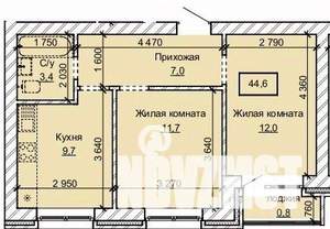 2-к квартира, строящийся дом, 45м2, 1/10 этаж