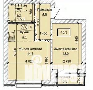 2-к квартира, строящийся дом, 40м2, 1/10 этаж