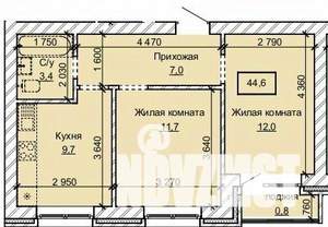 2-к квартира, строящийся дом, 45м2, 5/10 этаж